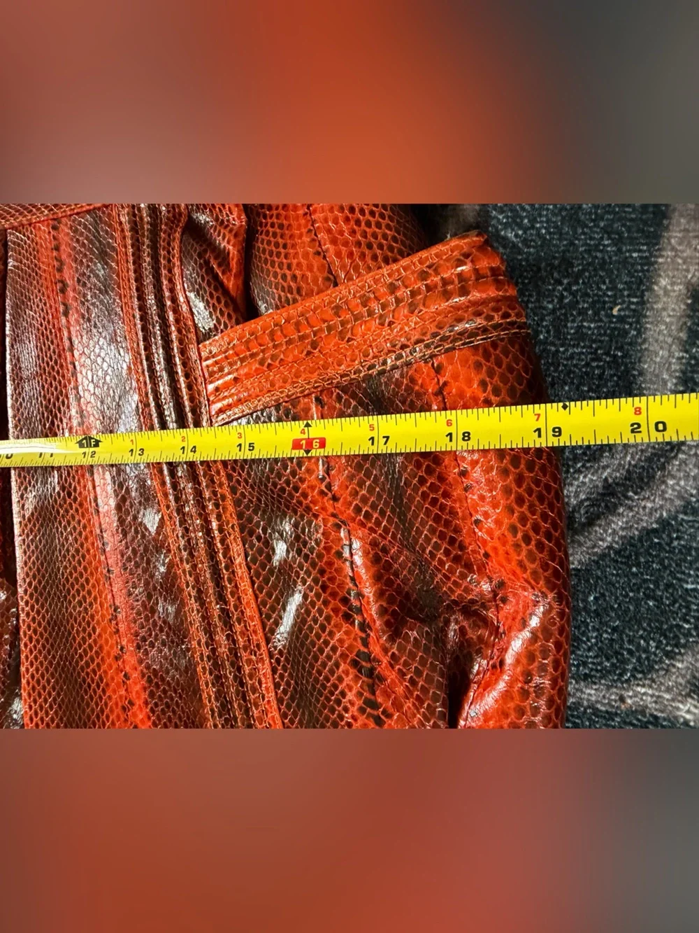 Snakeskin Orange Textured Satchel Handbag